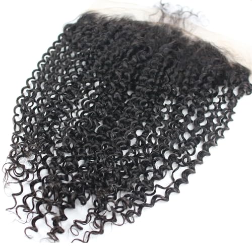Dreambeauty Transparent Lace Color 13¡¿6" Lace Frontal Closure Kinky Curly Free Part Brazilian Remy Human Hair Pre-Plucked Natural Hairline Lace Frontal Closure with Baby Hair Natural Color (20 Inch)