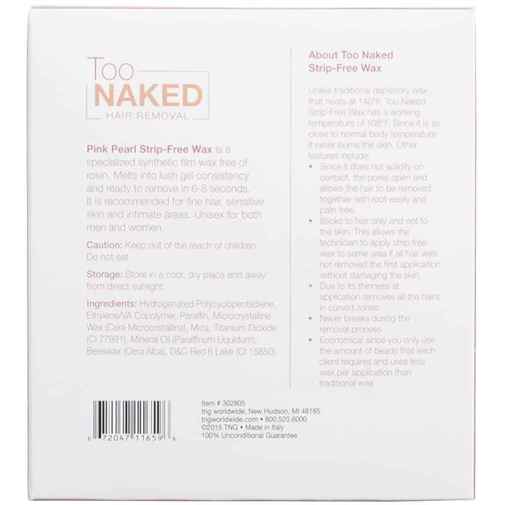 Too Naked Pink Pearl Strip-Free Wax, Beeswax-Free Wax, Synthetic Film Wax, 28.8 ounces