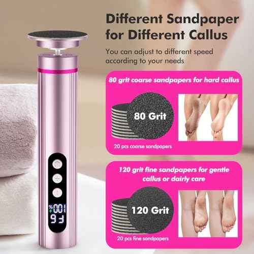 2 in 1 Electric Foot Callus Remover Cordless, 13000RPM Professional Feet Pedicure Tools for Dead Skin, Rechargeable Foot Sander & Nail File with 9 Speed Level, Perfect Christmas Gifts for Women/Mom