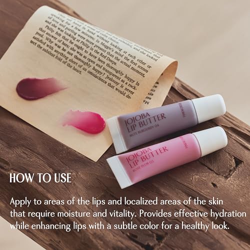 PINKWONDER Jojoba Lip Butter (04 Mute Burgundy) | Hydrating Lip Balm with Organic Jojoba Oil | Non-Sticky Lip Gloss for Dark Lips | Korean Lip Balm