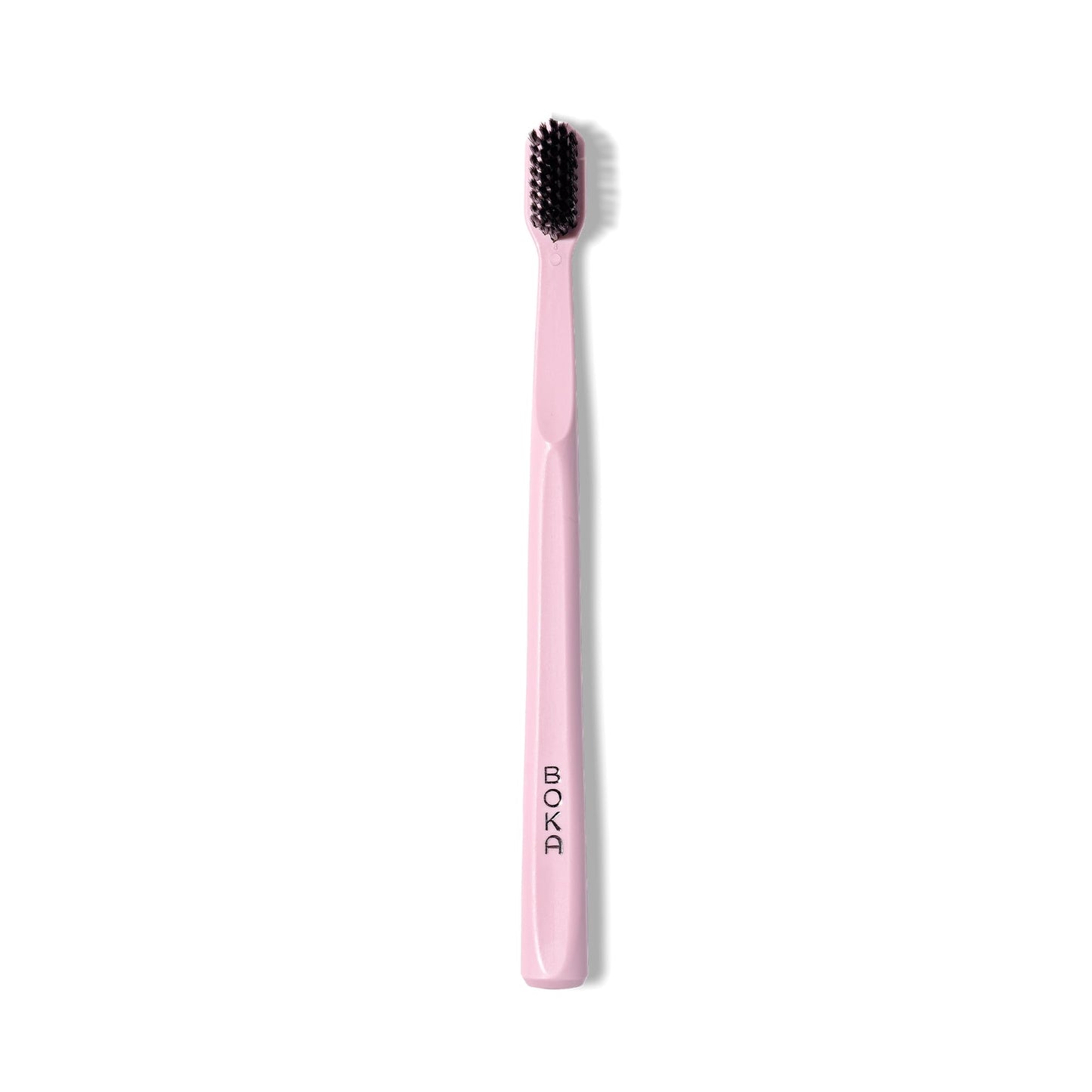 Boka Classic Manual Toothbrush with Extra Soft Activated-Charcoal, Tapered Bristles, Bioplastic Handle that Includes Travel Cap, Dentist-Approved, Great for Adults and Kids, Pink (Pack of 1)