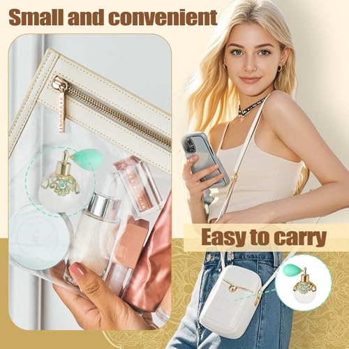 Small Vintage Perfume Bottle, 1 Pack 50ml Glass Empty Drop Refillable Atomizer, Retro Empty Refillable Essential Oils Glass Flacon Diffuser for Women Girls Mum Birthday Gift