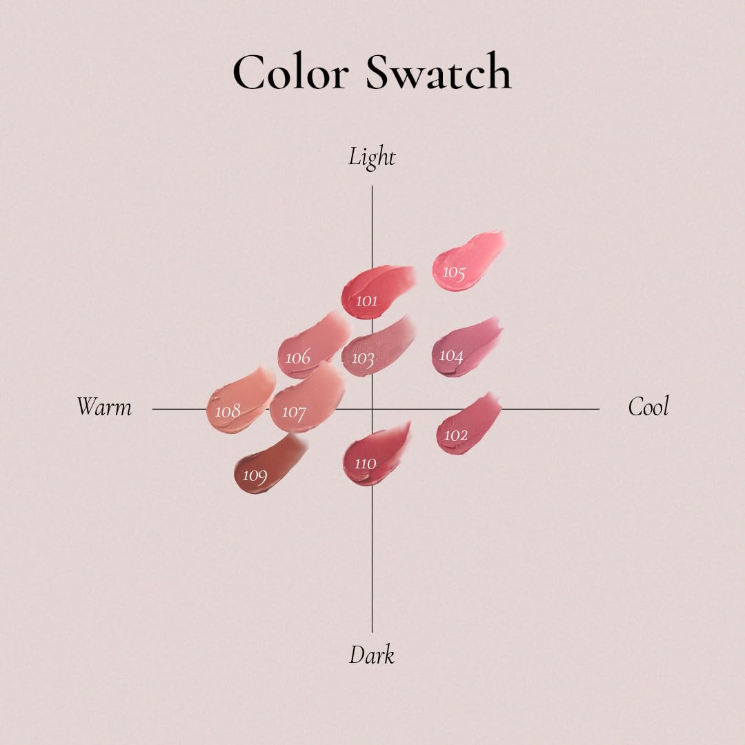 DINTO Blurring Lip Veil - Soft Velvet Blurry Matte Finish Lip Tint, Sheer Natural Coverage, Moisturizing Formula, Long Lasting, Vegan & Cruelty-Free (10 colors) (105 Piano, 0.11 fl.oz.)