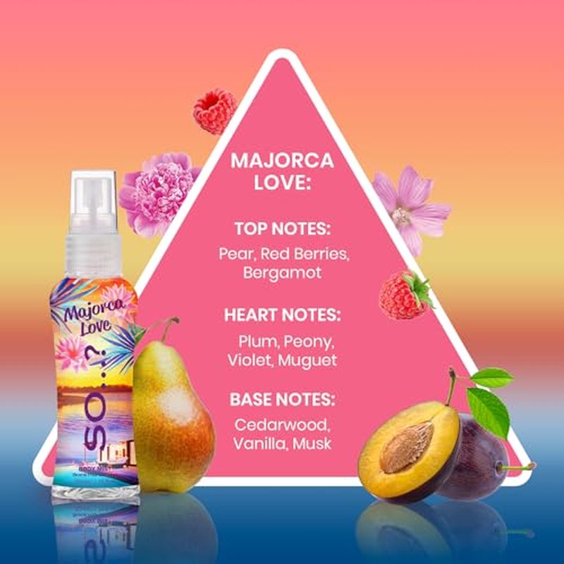So...? Escapes Body Mist Set - Perfumes for Women - Everyday Body Spray for Women - Vegan, Cruelty Free Fragrances - Travel Size Gift Set - 4 pcs