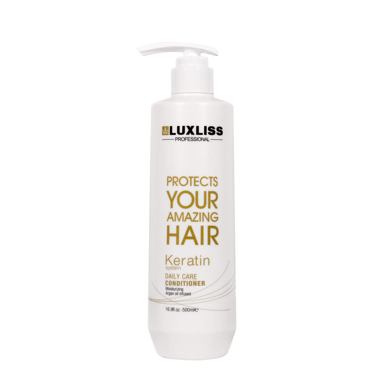 Luxliss Keratin Daily Care Shampoo & Conditioner Set - Moisturizing Anti-Frizz Formula for Chemically Treated Hair | 2 Pack (16 Fl Oz Each)