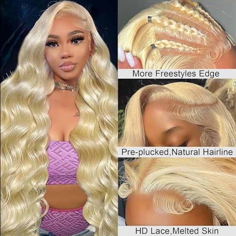 30 Inch 613 13x6 Lace Front Wig Human Hair 200 Density Blonde Body Wave Lace Front Wigs Human Hair Pre Plucked Blonde Wig Human Hair 613 HD Lace Frontal Wigs