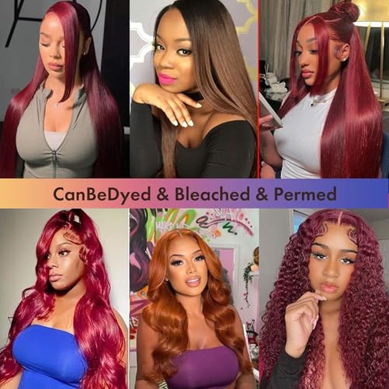 99j Burgundy 28 Inch Straight Wig Human Hair 13x6 Hd Lace Front Human Hair Wigs For Black Women Glueless Lace Front Wigs Pre Plucked 180% Density Red Wig
