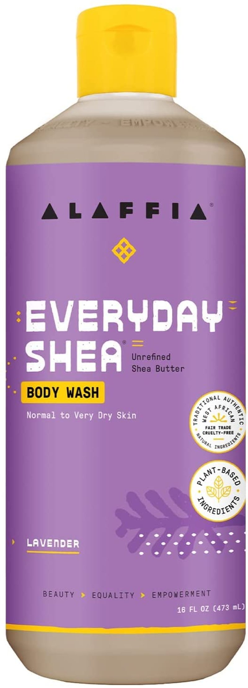 Alaffia Body Wash, EveryDay Shea, Lavender 2-Pack – Gentle Skin Cleanser, Shower Gel for Normal to Very Dry Skin, 16 Oz Ea