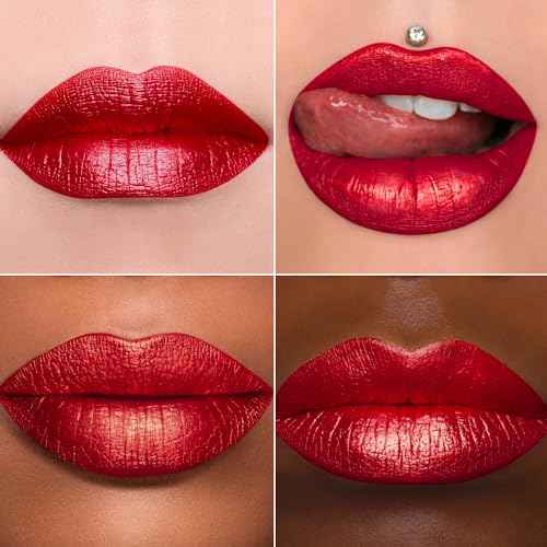 MAKI YIKA 3Pc Metallic Lipstick Long Lasting Nude Pink Red Glitter Lipsticks High Shine Lipstick No Smudge No Transfer Liquid Lip Gloss (Nude/Pink/Red)