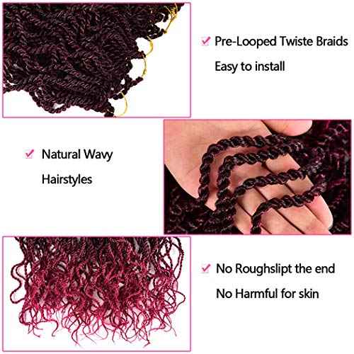 Liang Dian Wavy Senegalese Twist Crochet Hair Braids 18 inch 5 Packs Curly Twist Crochet Hair Braids Wavy Ends Synthetic Hair Extensions For Black Women (1B/Bug)¡¦