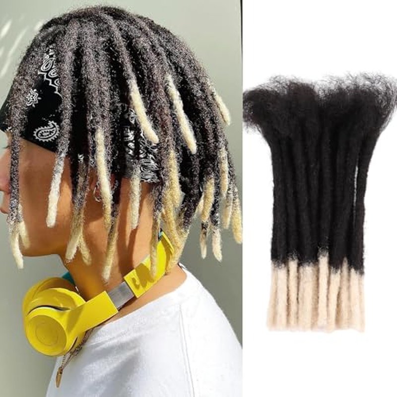 Viovian 0.6cm Dreadlock Extensions Human Hair 8 Inch 60 Strands Ombre Loc Extensions Human Hair Dread Extensions for Men Human Dreads ExtensionsColor 1b/613