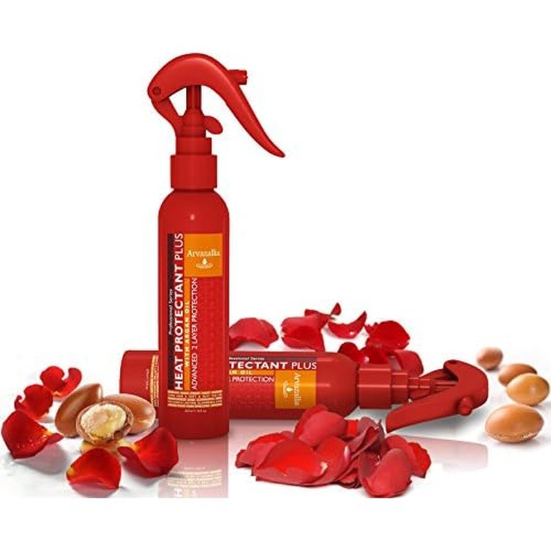 Arvazallia Heat Protectant Spray with Argan Oil - Professional Grade Thermal Protector, Leave-in Conditioner, Anti-frizz, and Shine Spray