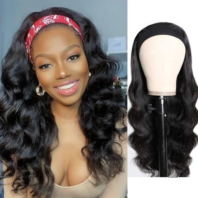 Headband Wig Human Hair Body Wave Headband Wigs for Black Women human hair glueless Wear and Go Glueless Wig 100% Brazilian Virgin Human Hair Headband wig 150% Density (22inch)