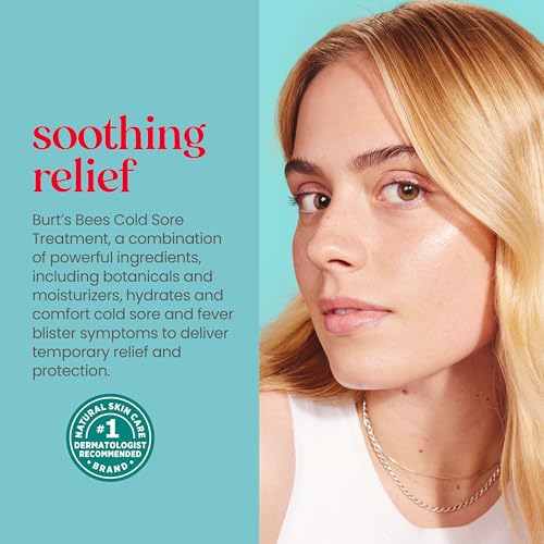 Burt's Bees Stocking Stuffers, Cold Sore Treatment and Medicated Lip Balm, With Menthol and Eucalyptus Oil, Natural Origin Skincare, 2 Tubes, 0.07 oz./0.15 oz.
