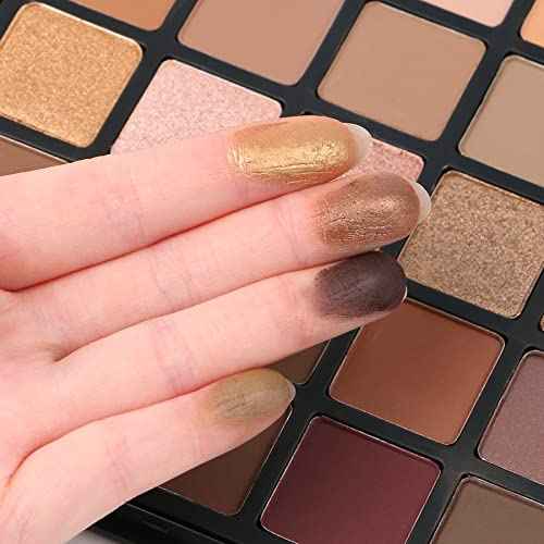 Nude Neutral Eyeshadow Palette, Matte and Shimmer Eye Shadows Long Lasting Blendable Eyeshadow with Makeup Brushes Set Warm Brown Waterproof High Pigment Powder Pallet 25B