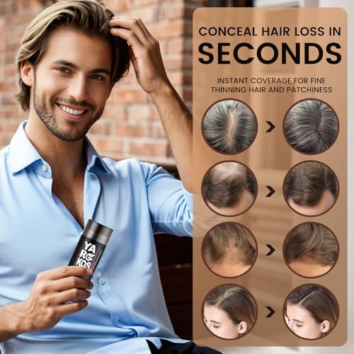 Hair Fibers for Thinning Hair or Fill In Fine, Hair Building Fibers (28g) for Women & Men, Hair Powder for Instantly Thicker, Fuller Looking - DARK BROWN