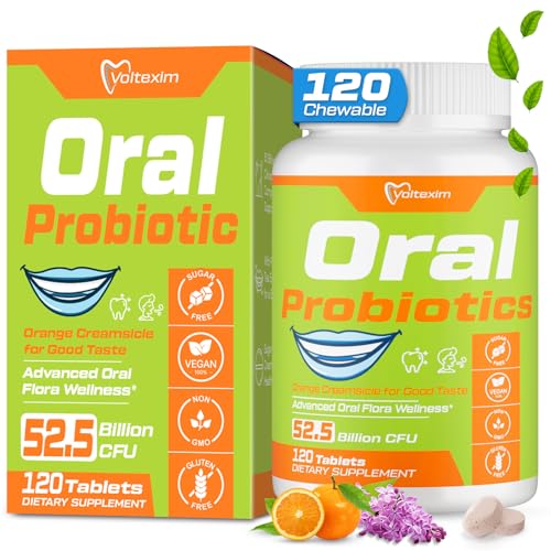 Oral Probiotics for Mouth Bad Breath Treatment for Adults, 50 Billion CFU, 19-in-1 Advanced Dental Probiotic for Teeth & Gum Restore, Fresh Breath, Dry Mouth, Gut & Overall Health - 120 Tablets