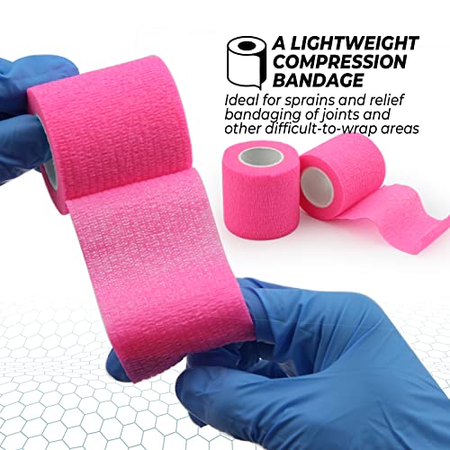 Tattoo Grip Cover Wrap Pink - Denergy 6PCS PMU Pen Grip Tape Wrap Cover Cohesive Sports Adherent Tape Adhesive Bandage for Tattoo Machine Tattoo Accessories (Hot Pink 6pcs)