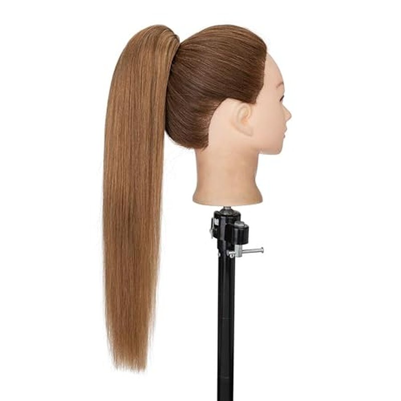 TESS Human Hair Claw Clip Ponytail Extension Real Remy Hair long ponytail extension for Women Straight, 18 Inch, Dark Linen