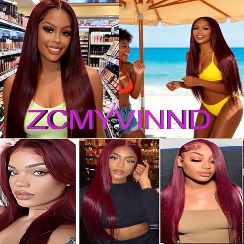 Dark Red Human Hair Bundles 99J Burgundy Straight Human Hair Bundles Dark Red Straight Bundle 26 28 30 Inch Brazilian Unprocessed Virgin 99J Bundle Quick Weave Extensions