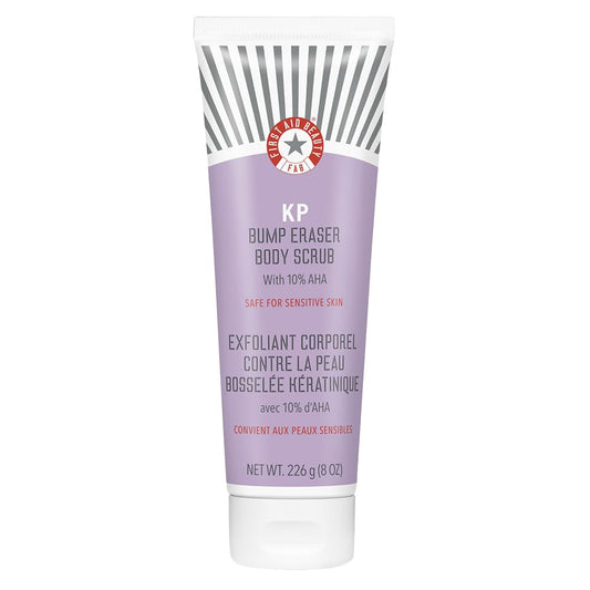 First Aid Beauty KP Bump Eraser Body Scrub with 10% AHA, Keratosis Pilaris Skin Exfoliator with Glycolic and Lactic acids, Helps Reduce Chicken Bumps, Safe for Sensitive Skin, 8 oz