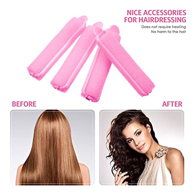 Syhood 43 Pcs Foam Sponge Hair Rollers Women 0.59 Inch Soft Sleeping Curlers Flexible Sponge Curler Tool and Rat Tail Comb for Hair Styling Hairdressing Overnight Curl and Volume(Pink)