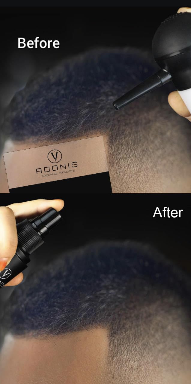 Adonis 5-in-1 Hair Fiber Kit | All-Natural Keratin Fibers, Spray & Applicator for Thinning Hair - Black