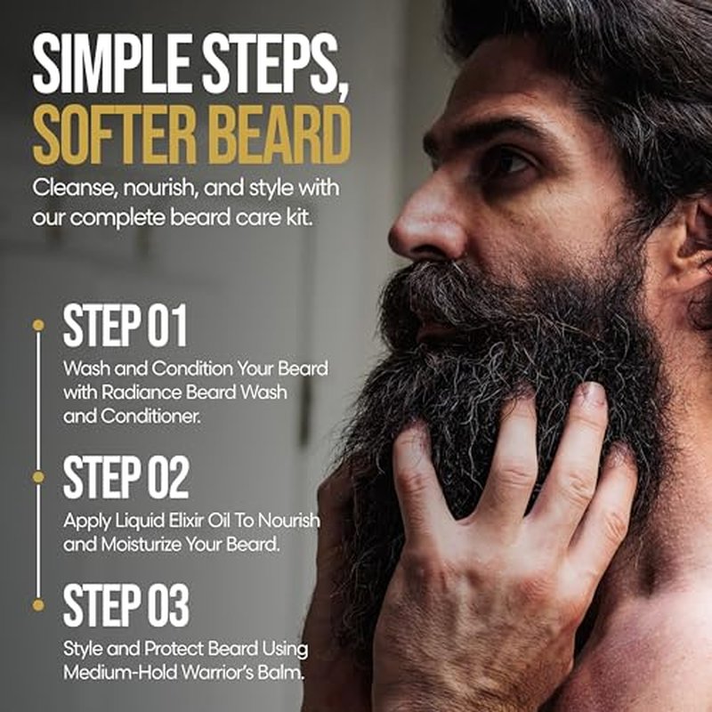The Beard Struggle Beard Growth Kit for Men includes Beard Balm, Beard Oil, Beard Wash, & Beard Conditioner - Silver Collection - Viking Storm