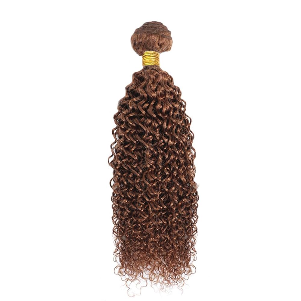 Color #30 Light Brown Human Hair Bundles Water Wave 14 16 18 Inch Curly Bundles Human Hair Unprocessed Native Virgin Hair 100/PC 3 Extensions Deep Wet and Wavy Human Hair Extensions for Women