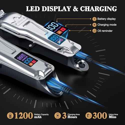 Ufree Hair Clippers for Men Professional, Barber Clippers and Trimmers Set, Cordless Hair Clippers for Hair Cutting Kit with LED Display, Electric Hair Trimmer, Gifts for Men, Silver