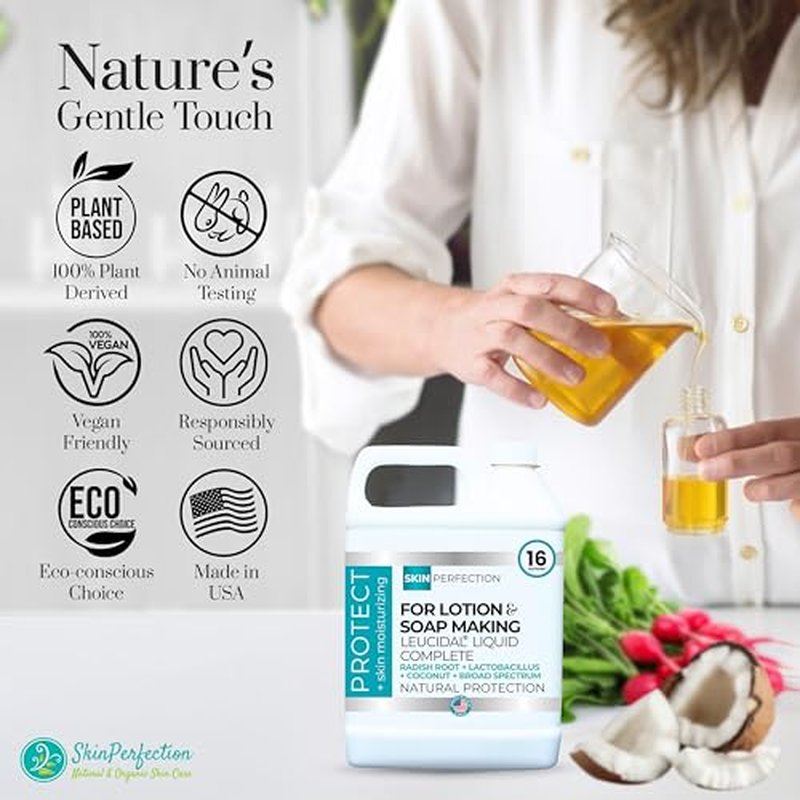 Skin Perfection Leucidal Complete Protection Moisturizing Water-based DIY Beauty Synthetic Preservative Alternative Radish Root Liquid + AMTicide Coconut Lactic Acid Lotion Making Supplies