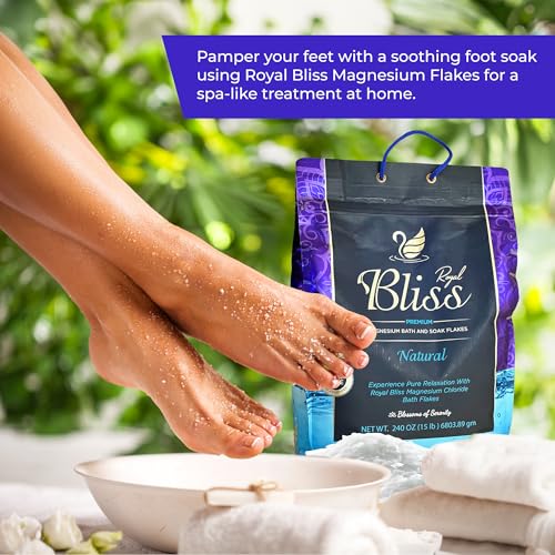 Royal Bliss Magnesium Bath & Foot Soak | Salt Flake 15 LB (240 OZ), Super Value Pack | Natural Salts for Relaxation, Wellness & Muscle Relief, Soaking, Recovery & Stress Relief - 15 LB (240 OZ)