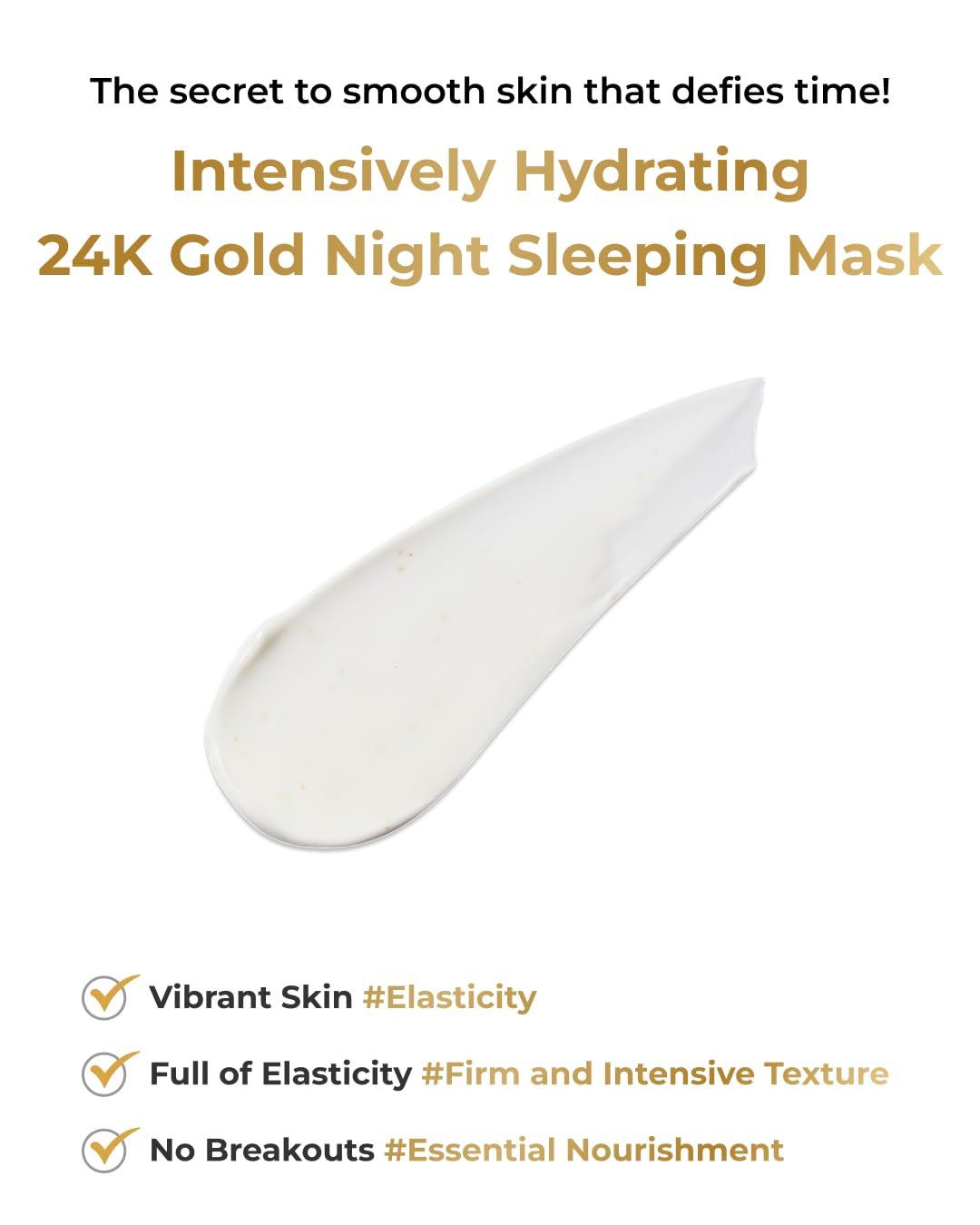 BOM COSMETICS Peptide Power Night Sleeping Mask 2.64 Fl Oz, High-Density Hydrating Overnight Facial Mask with Penta-Peptides and 99% Pure Gold for Skin Elasticity, Smooth Skin Texture, Korean Skincare