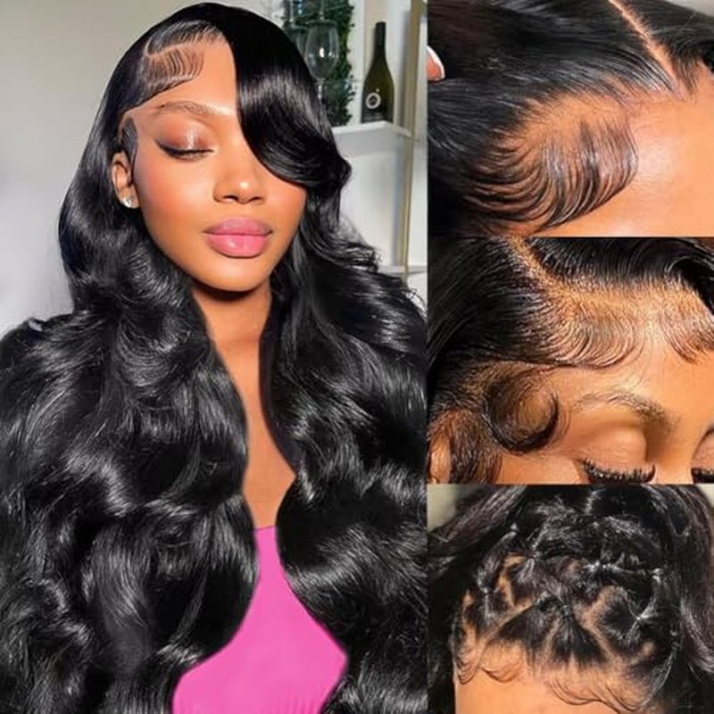200% Density 13x6 Lace Front Wigs Human Hair Body Wave Human Hair Wig For Women HD Transparent Lace frontal Natural BlackWigs Pre Plucked 26 Inch