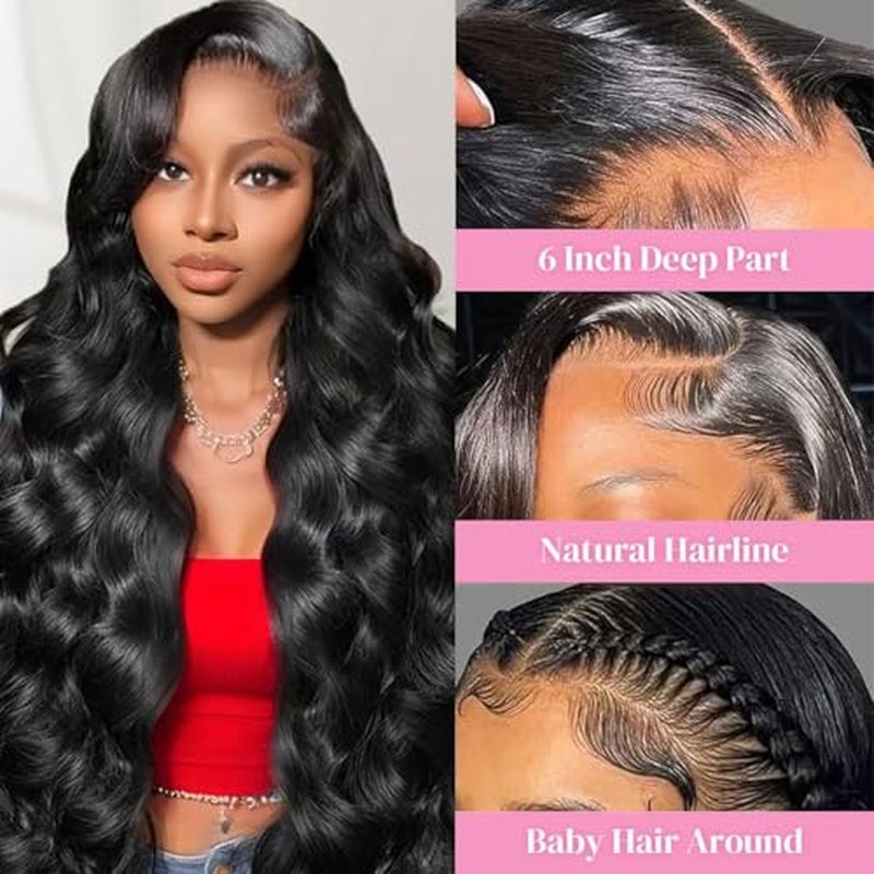 22 Inch 13x6 Lace Front Wigs Human Hair 200 Density HD Lace Frontal Wig Pre Plucked Body Wave Wig with Baby Hair Virgin Human Hair Wigs for Women Daily Tangle-free