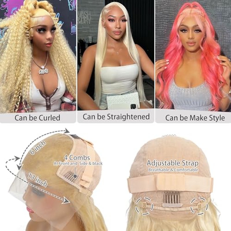 30 Inch 613 13x6 Lace Front Wig Human Hair 200 Density Blonde Body Wave Lace Front Wigs Human Hair Pre Plucked Blonde Wig Human Hair 613 HD Lace Frontal Wigs