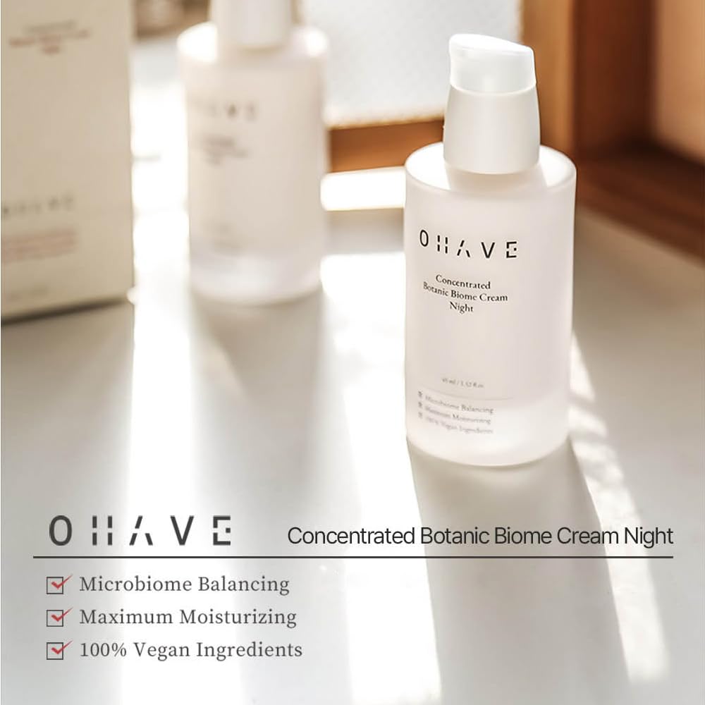 ZIOSTAND OHAVE Night Cream – Hydrating Korean Moisturizer for Instant Hydration & Overnight Skin Comfort – Gentle Face Cream for Women with Botanical Ingredients, 45ml