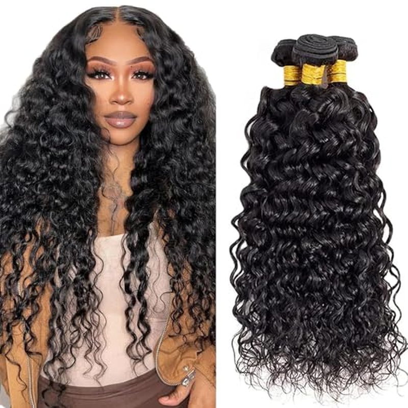 30 30 30 Inch Water Wave Bundles Human Hair Natural Black Color Unprocessed Brazilian Virgin Hair Extensions