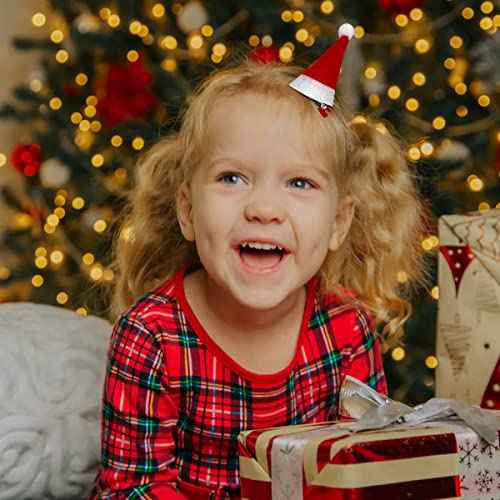 24Pcs Santa Hat Clips - Mini Santa Hat Hair Clips for Christmas Party - Red - Women, Girls & Kids