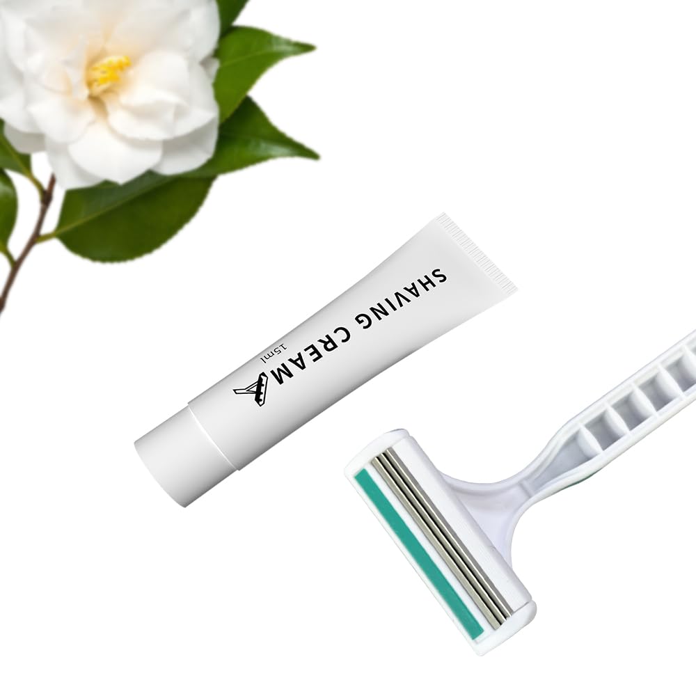 50PCS Disposable Razors with Shaving Cream, Individually Wrapped for Hotel Travel Camping