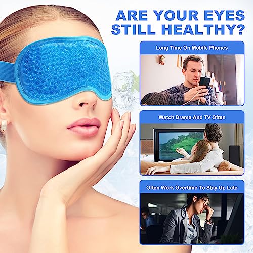 2Pack Cold Cooling Eye Mask, Reusable Hot Colder Therapy Gel Bead with Plush Backing for Puffiness Migraine Stress Relief Skin Care Dry Eyes