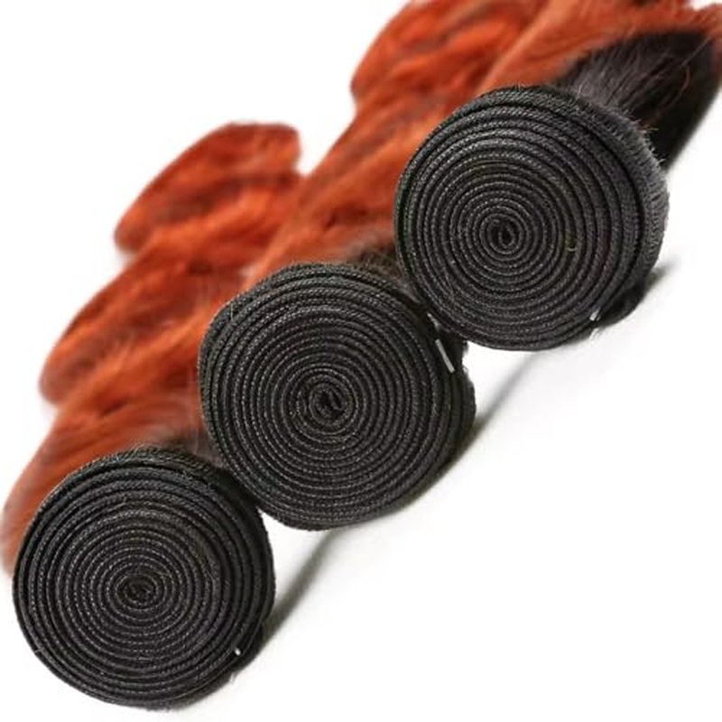 26 28 30 inch Ginger Human Hair Bundles Ginger Body Wave Bundle 350 Body Wave Bundle Human Hair Extensions Orange Color For Women