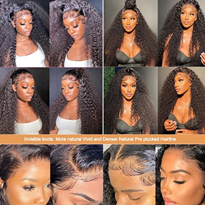 Kinky Curly Lace Front Wig 13x6 HD Lace Front Kinky Curly Wig for Women 180% Density Pre Plucked With Baby Hair Afro Kinky Curly Human Hair Wig 20Inch Kinky Curly HD Lace Front wig