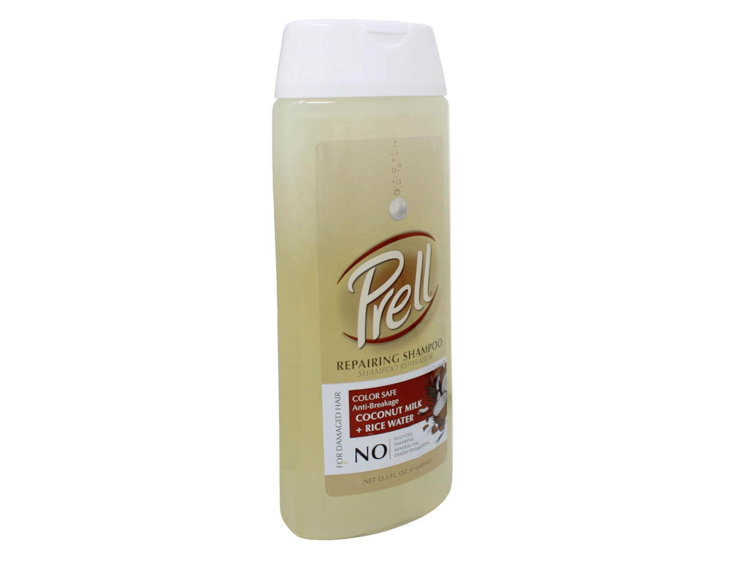 Prell Coconut Milk + Rice Watercolor Safe Anti-Breakage Repairing Shampoo for Damaged Hair, 13.5 fl.oz