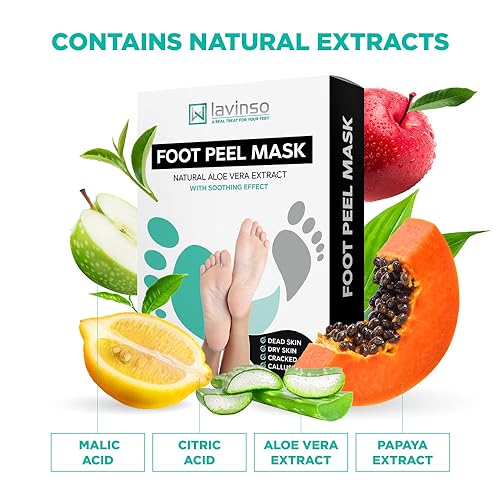 Lavinso Foot Peel Mask for Dry Cracked Feet ? 2 Pack Peeling Mask Removes Dead Skin and Calluses - Exfoliating for Soft Baby Feet, Original Scent