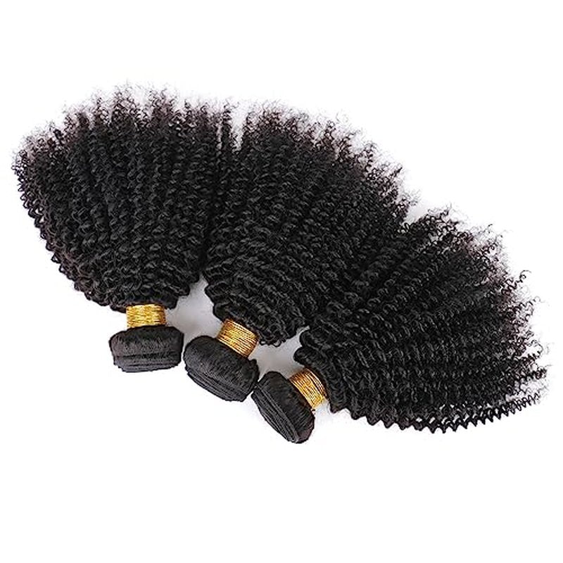 Afro Kinky Curly Boho Human Hair 3 Bundles14 16 18Inch Curly Weave Bundles Unprocessed Virgin Hair Afro Curly Hair Extensions for Black Women Natural Color