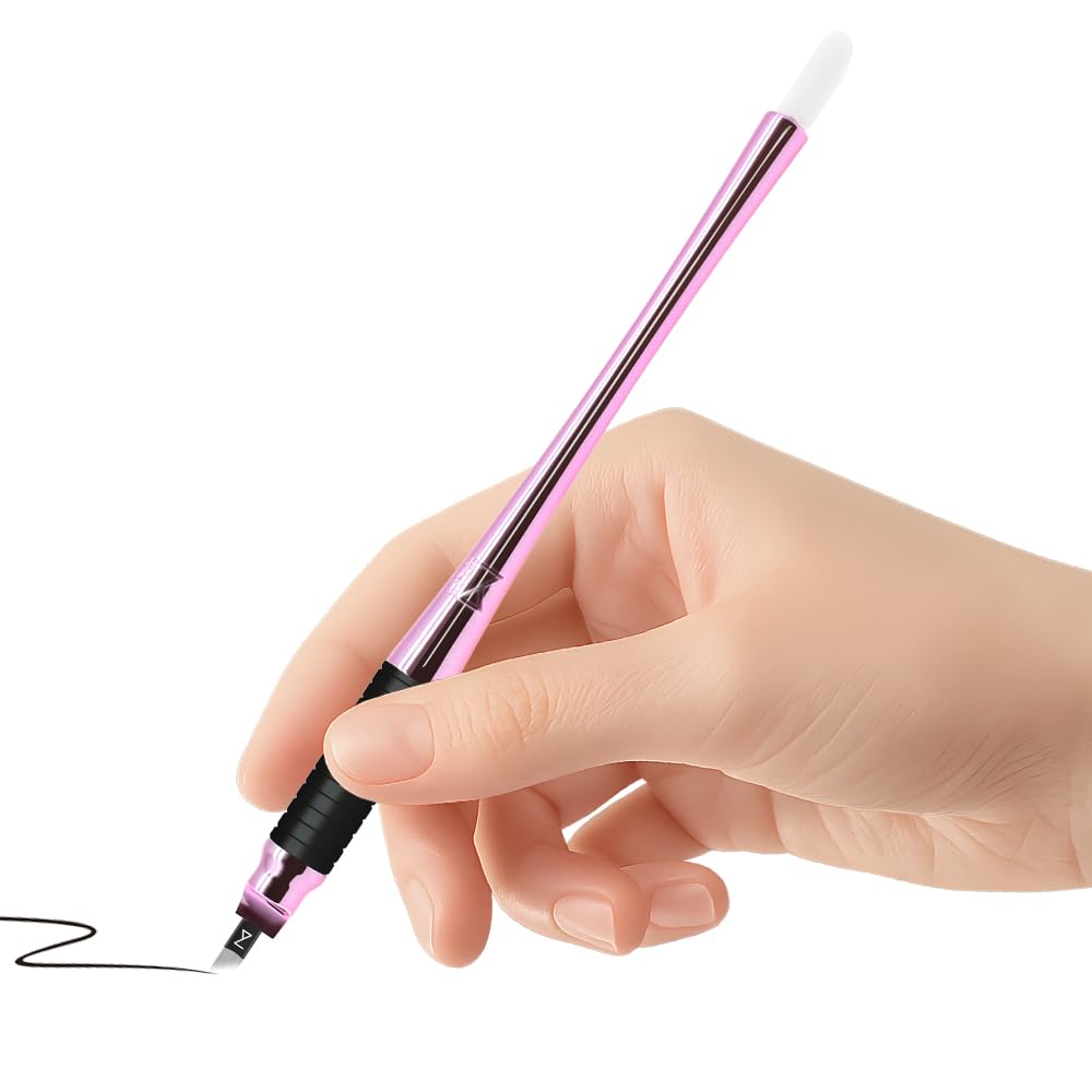 Mellie's Signature Microblading Eyebrow Pen (Pack of 10) - Disposable Microblading Pen with Sterilized Blade, Comfortable Rubber Grip and Pigment Sponge for Flawless Bro (U18 NANO .15mm, Neon)
