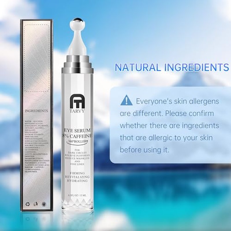 Eye Serum, Under Eye Cream For Dark Circles, 8% Caffeine Eye Serum For Women & Men, Eye Cream Anti Aging With 360¡Æ Massage Ball, Eye Cream For Puffiness And Bags Under Eyes, Eye Serum For Fine Lines