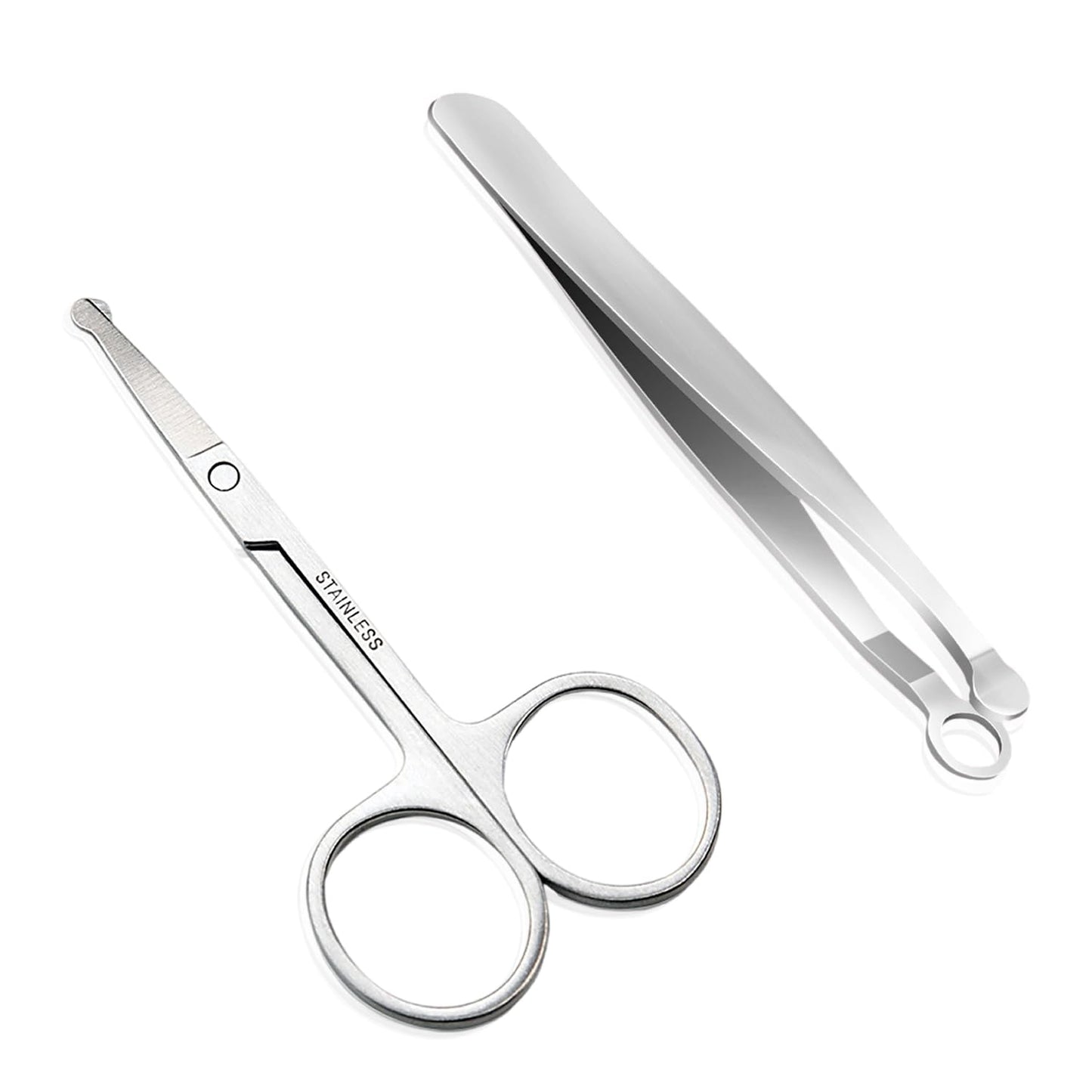 Nose Hair Trimmer Nose Hair Scissors, Hysotok Stainless Steel Nose Hair Clippers Friendly Round Tip, Easy Cut, Nose Hair Trimming Tweezers for Noses, Eyebrow for Men and Women