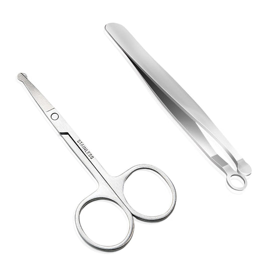 Nose Hair Trimmer Nose Hair Scissors, Hysotok Stainless Steel Nose Hair Clippers Friendly Round Tip, Easy Cut, Nose Hair Trimming Tweezers for Noses, Eyebrow for Men and Women